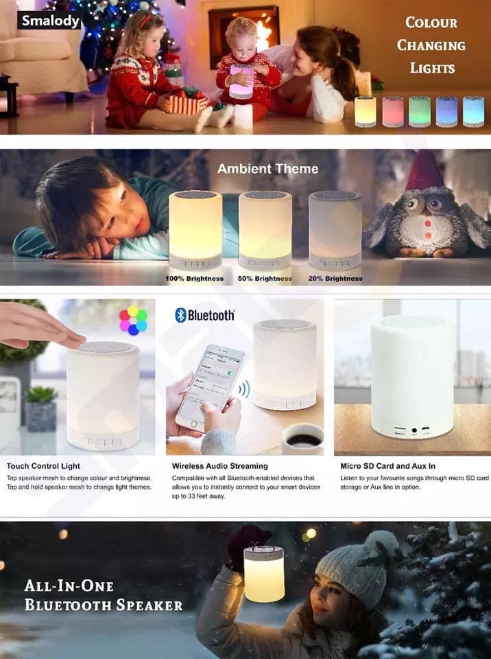 Wireless Portable Bluetooth Speaker, LED Touch Lamp Speaker, Smart Touch LED Mood Lamp Wireless Portable Bluetooth Speaker, LED Touch Lamp Speaker, Smart Touch LED Mood Lamp
